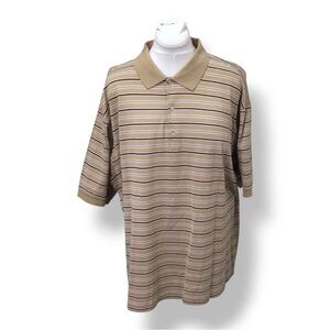 Bobby Jones Players Mens Short Sleeve Striped Polo Shirt Golf Khaki XXL